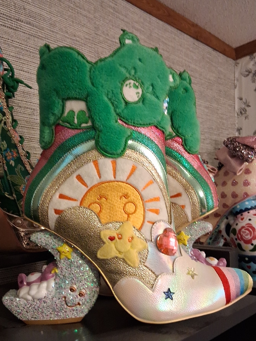 NEW CAREBEAR CHARACTER HEEL Green Irregular Choice, Size 42, 10.5ish